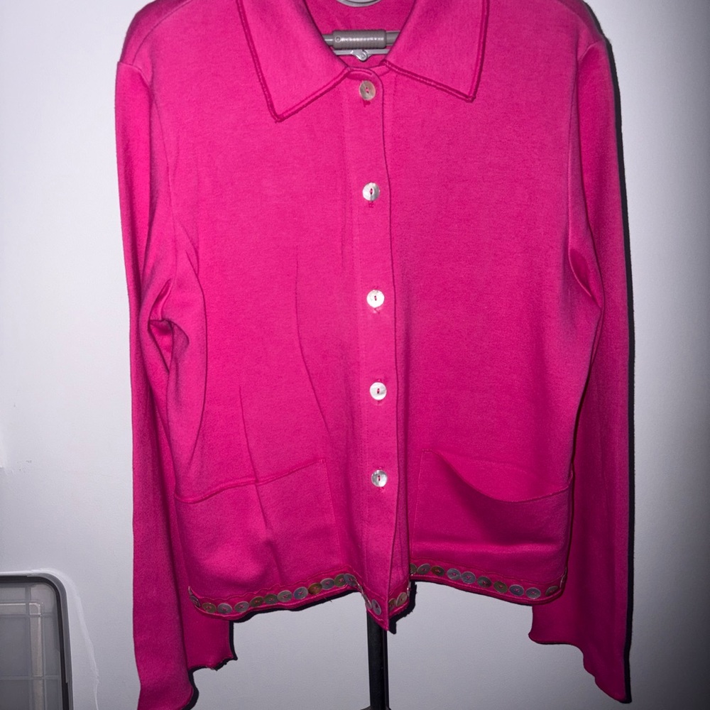 Willow Fuchsia Button-Up Sweater